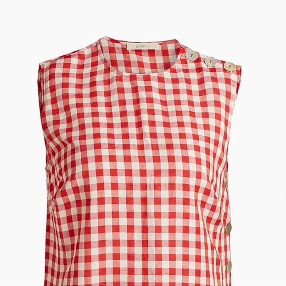 NWT Doen Coralie Red and White Checkered Gingham Mini Dress 6 - Picture 4 of 8